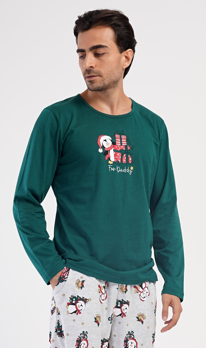 Pánske pyžamo dlhé Tučniak s darčekom Farba: Zelená, Veľkosť: 2XL