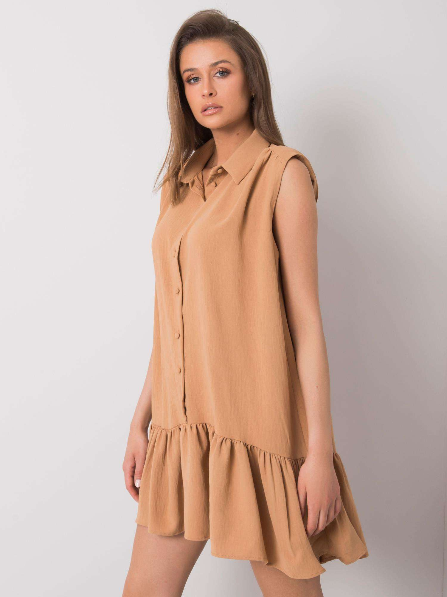 Dámske šaty 341-SK-5183.09 camel Farba: Béžová, Veľkosť: S