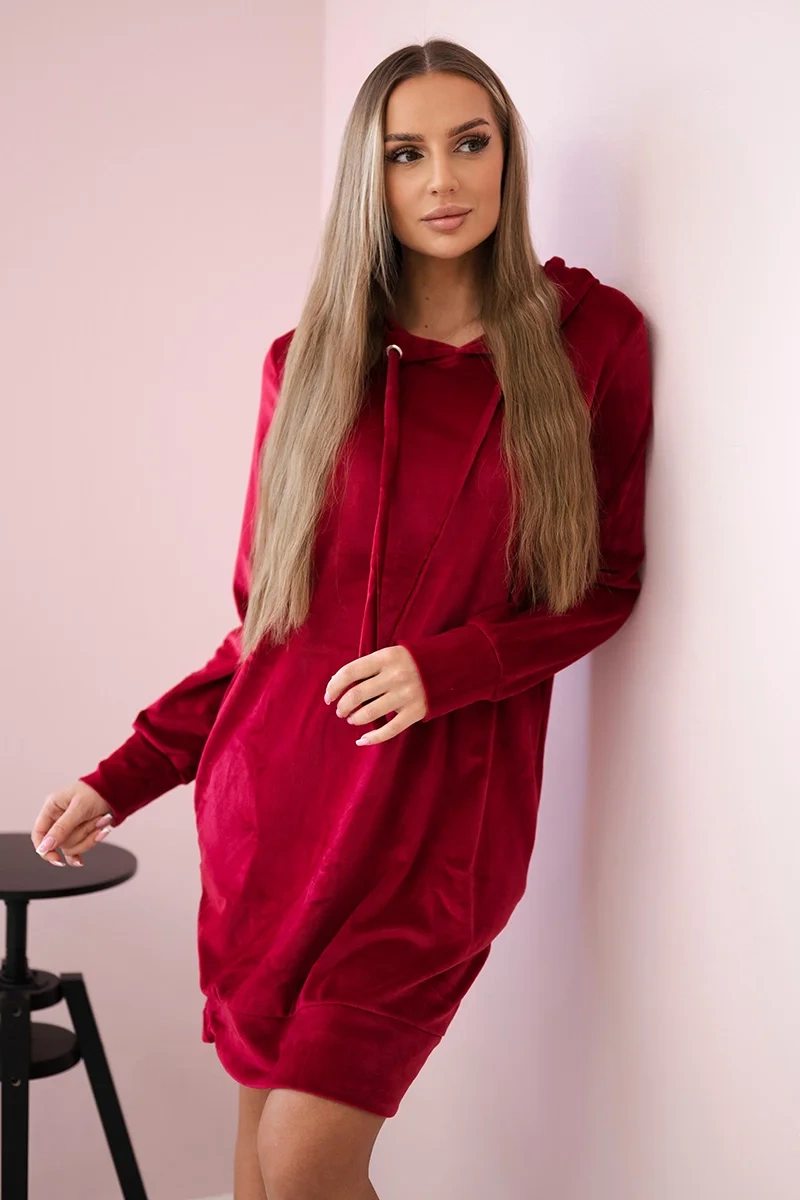 Velúrové šaty Sophie s kapucňou Farba: Béžová, Veľkosť: UNI