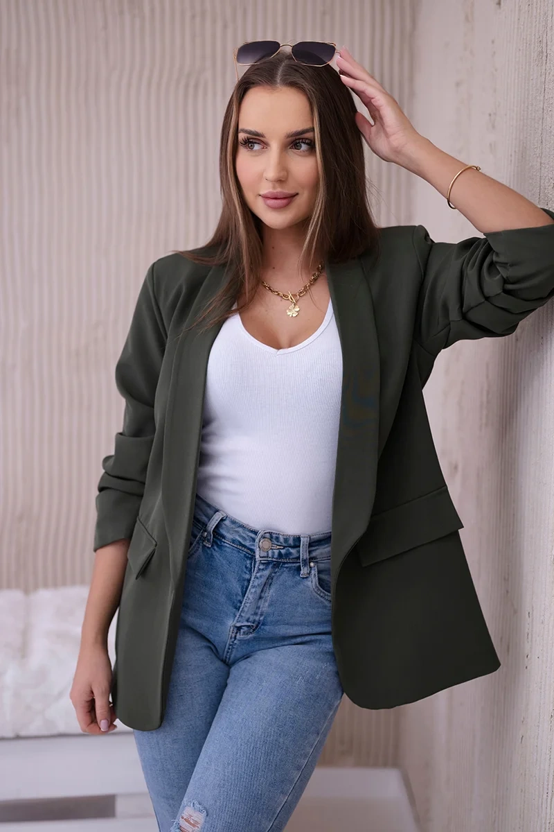 Sako 9709 s elegantnou klopou Farba: Zelená, Veľkosť: UNI