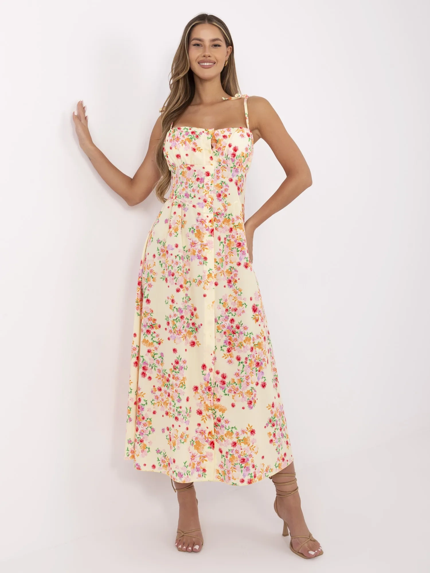 Šaty MI-SK-23817-1.88 ITALY MODA - výpredaj Farba: Žltá, Veľkosť: UNI