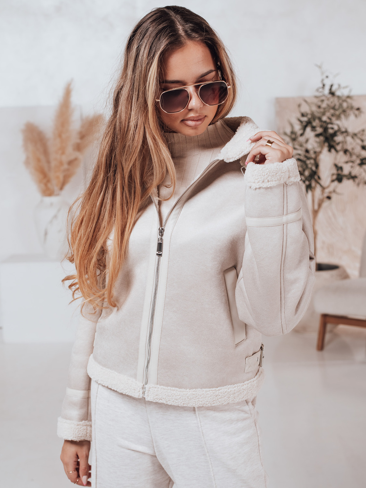 Dámska bunda s kožúškom KASAMIRA Dstreet TY4739 Farba: Biela, Veľkosť: S