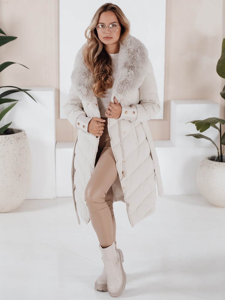 Dámska zimná bunda s kožúškom Dstreet TY5076 Farba: Tělová, Veľkosť: XXL