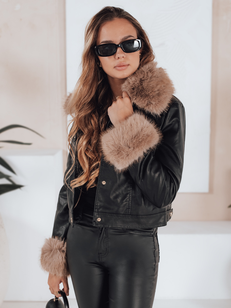 Dámska bunda s kožúškom Dstreet TY5139 Farba: Čierna, Veľkosť: XL