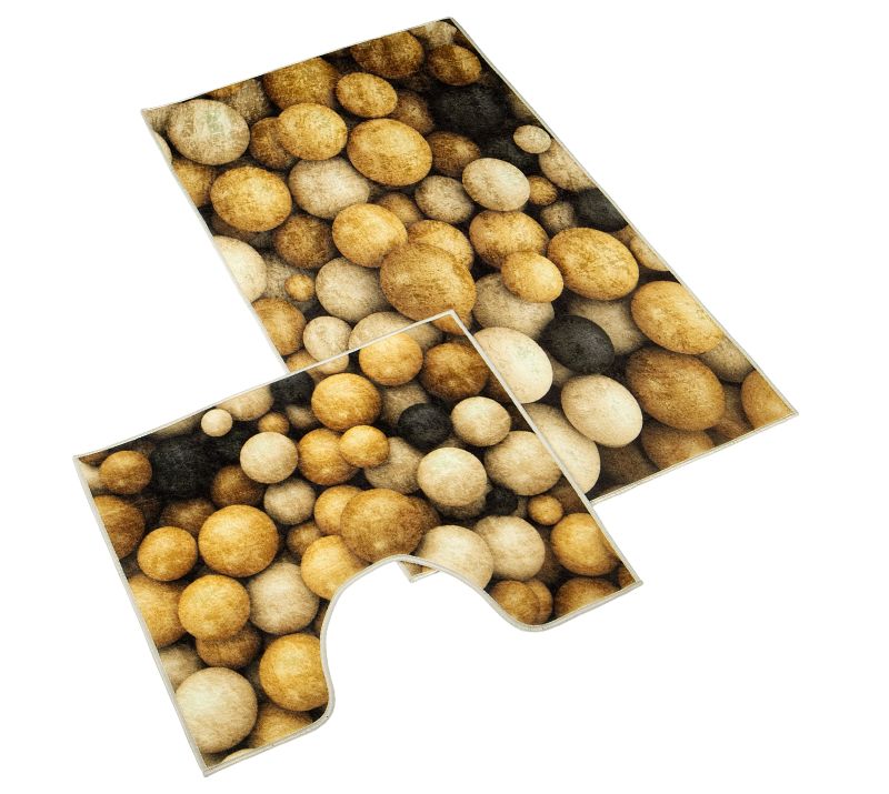 Kúpeľňová a WC predložka Drevené gule 3D