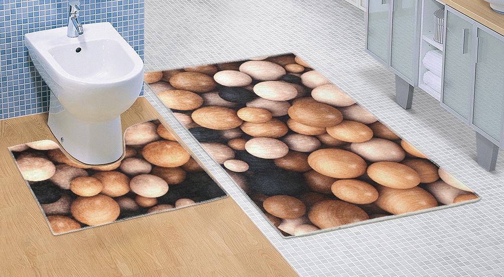 Kúpeľňová a WC predložka Drevené gule 3D