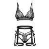 178775 3 obsessive blomentis 3 pcs set podprsenka tanga podvazkovy pas velikost xs s barva cerna