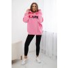 161903 43 zateplena bavlnena mikina s kapuci love velikost uni barva ruzova tmave