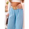 184202 3 damske lnene kalhoty tridy se sirokymi nohavicemi a paskem bezovy velikost uni barva modra