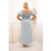 184283 2 saty plus size 20451 s kratkym rukavem a rasenim velikost uni barva modra svetle