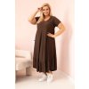 172466 48 saty plus size 21682 s kratkym rukavem a volanem velikost uni barva zelena