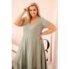 172466 1 saty plus size 21682 s kratkym rukavem a volanem velikost uni barva zelena