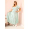 172466 56 saty plus size 21682 s kratkym rukavem a volanem velikost uni barva zelena