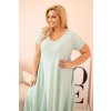 172466 57 saty plus size 21682 s kratkym rukavem a volanem velikost uni barva zelena