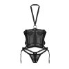 222980 4 obsessive alliane corset thong korzet tanga velikost 2xl 3xl barva cerna
