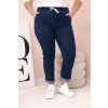175949 damske bavlnene kalhoty plus size s elastickym pasem a zavazovanim