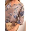 176171 35 damska bavlnena saty s kvetinovym vzorem a 3 4 rukavem fango velikost uni barva fialova