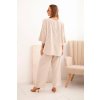 185288 2 damsky komplet z viskozy bluza s nahrdelnikem a kalhoty fango velikost uni barva bezova svetle