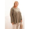 223115 17 damska bluza plus size s bavlnou kapsou a ohrnutym rukavem kiwi velikost uni barva smetanova
