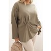 223115 18 damska bluza plus size s bavlnou kapsou a ohrnutym rukavem kiwi velikost uni barva smetanova