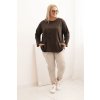 223115 20 damska bluza plus size s bavlnou kapsou a ohrnutym rukavem kiwi velikost uni barva smetanova