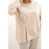 223115 7 damska bluza plus size s bavlnou kapsou a ohrnutym rukavem kiwi velikost uni barva smetanova
