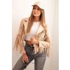 207263 15 damska bunda z eko kuze s trasnemi v boho stylu velikost uni barva smetanova