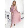 203099 klara rasene saty s paskem a vystrihem pudrove ruzove 414 2 velikost uni barva ruzova