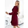 224156 2 numoco isabelle plisovane saty s vystrihem a dlouhym rukavem vinova barva 313 15 velikost s barva bordo