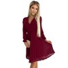 224156 6 numoco isabelle plisovane saty s vystrihem a dlouhym rukavem vinova barva 313 15 velikost s barva bordo