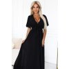 206141 3 dlouhe saty s plisovanym vystrihem a zavazovanim cerne 545 5 velikost uni barva cerna