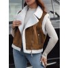 200099 1 damska semisova vesta s podsivkou z ovci kuze woolzip dstreet ty4741 velikost s barva hneda