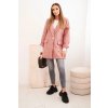 214973 1 damska bunda plus size prosivana s limcem a knoflikem tmave ruzova velikost uni barva ruzova tmave