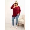 226377 damska halenka plus size 6890 s kulatym vystrihem velikost 2xl 3xl barva bordo
