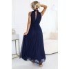 218849 2 veronica luxusni dlouhe saty s brokatovym akcentem a elegantnim strihem tmave modre 636 2 velikost uni barva modra