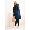 205847 6 damsky kabat plus size z umeleho beranka s kapuci a kapsami modry velikost uni barva modra tmave