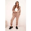 214964 13 damsky bavlneny komplet pl14 se sirokymi nohavicemi a mikinou na zip velikost uni barva hneda