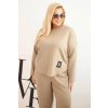 215018 12 damsky komplet plus size maslova mikina a kalhoty s kapsami bezova velikost uni barva bezova