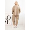 215018 14 damsky komplet plus size maslova mikina a kalhoty s kapsami bezova velikost uni barva bezova