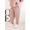 215018 7 damsky komplet plus size maslova mikina a kalhoty s kapsami bezova velikost uni barva bezova