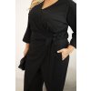 215033 3 damsky bavlneny overal 6962 plus size s vazanim v pase a 3 4 rukavem velikost 2xl barva cerna