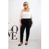 Dámské bavlněné kalhoty 6914 Plus Size s elastickým pasem (Velikost 4XL, Barva Černá)
