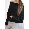 215054 3 damsky asymetricky batwing svetr viskozovy cerny velikost uni barva cerna