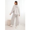 215114 10 damsky komplet art0249 s sirokymi nohavicemi a mikinou na zip velikost uni barva bezova