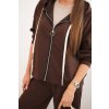 215114 15 damsky komplet art0249 s sirokymi nohavicemi a mikinou na zip velikost uni barva bezova