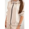 215114 3 damsky komplet art0249 s sirokymi nohavicemi a mikinou na zip velikost uni barva bezova