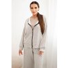 215114 8 damsky komplet art0249 s sirokymi nohavicemi a mikinou na zip velikost uni barva bezova