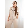 215114 damsky komplet art0249 s sirokymi nohavicemi a mikinou na zip velikost uni barva bezova