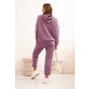 204674 7 komplet damska mikina s kapuci a kalhoty s paskem velikost uni barva fialova