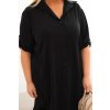 207605 27 damske kosilove saty plus size s delsim zadnim dilem a ohrnovacimi rukavy tmave matova velikost uni barva zelena